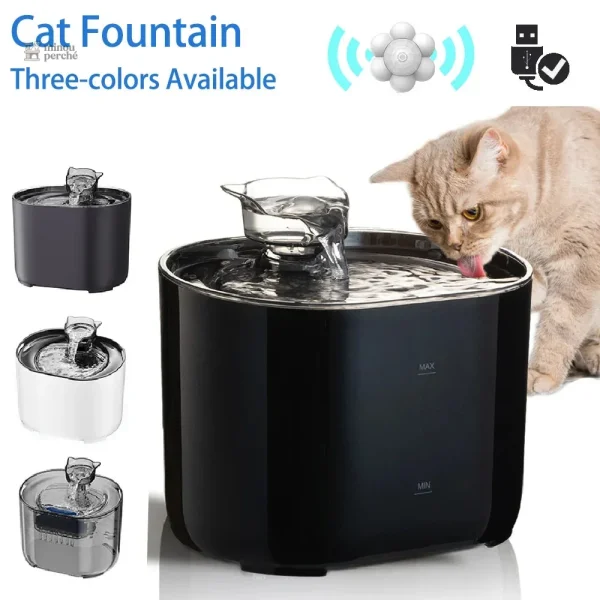 Fontaine à eau pour chat automatique 2.2L Moustachette