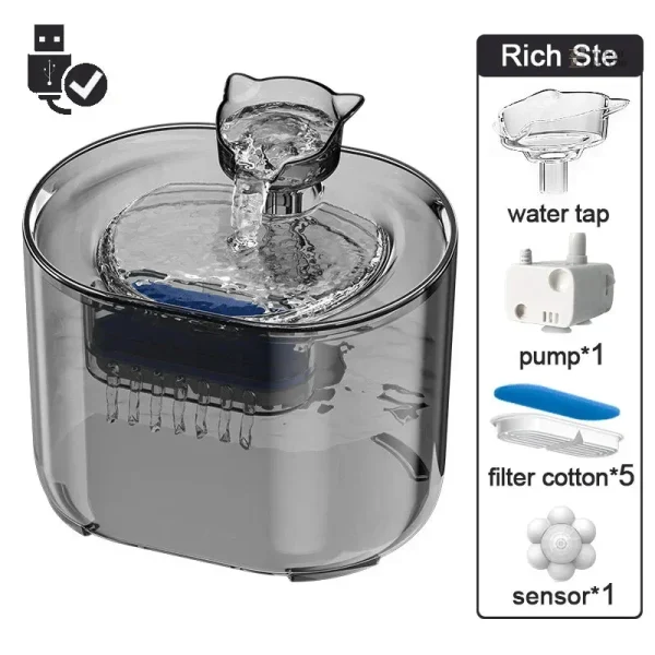 Fontaine à eau avec capteur pour chats exigents