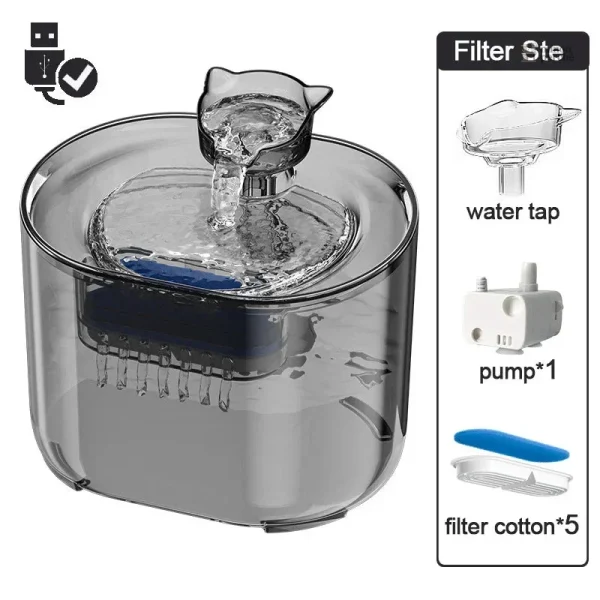 Fontaine à eau pour chat automatique 2.2L Moustachette - vue 4