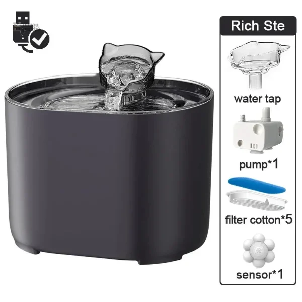 Fontaine à eau pour chat automatique 2.2L Moustachette - vue 6