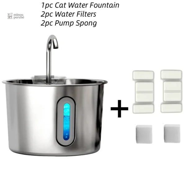 Fontaine à eau élégante pour votre chat, 2,2L en inox