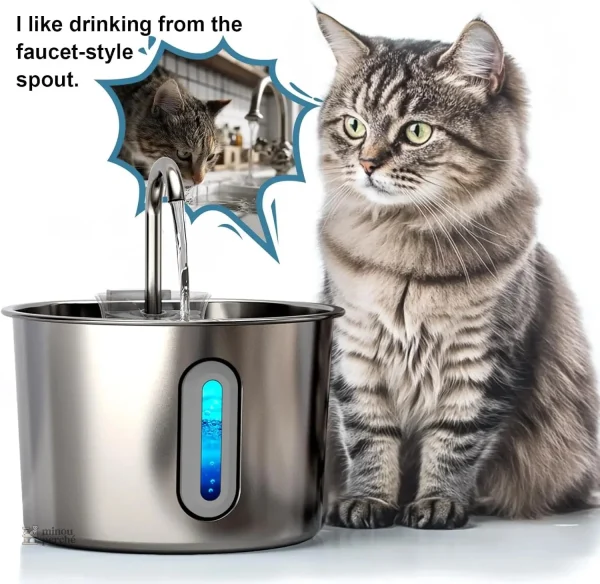 Fontaine silencieuse pour chats avec filtration efficace