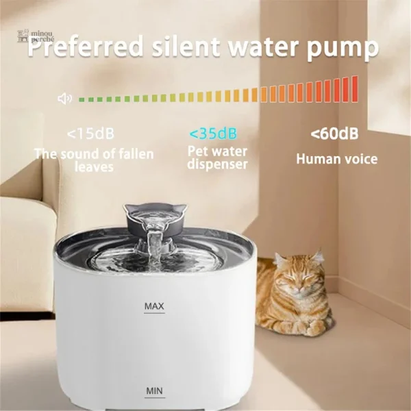 Fontaine d'eau 2,2L pour chats, design apaisant