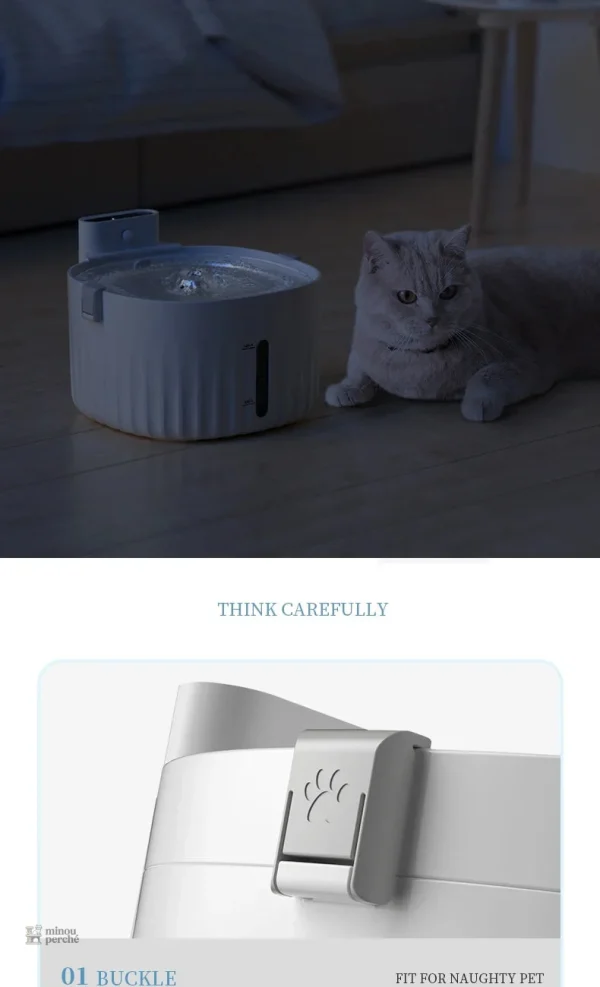 Fontaine à eau chat 2L sans fil en acier inoxydable - vue 3
