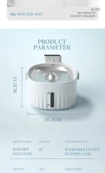 Fontaine à eau chat 2L sans fil en acier inoxydable - vue 6
