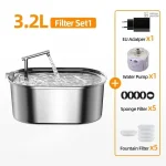 Fontaine à eau pour chat 3,2L en acier inoxydable - vue 5