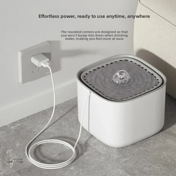 Fontaine silencieuse pour hydratation optimale des félins