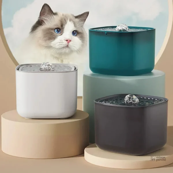 Fontaine à eau silencieuse pour chat 3L GoutteDouce