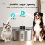 Fontaine pour animaux en acier inoxydable rechargeable