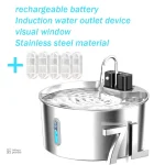 Fontaine pour chat : 7L, inox, rechargeable
