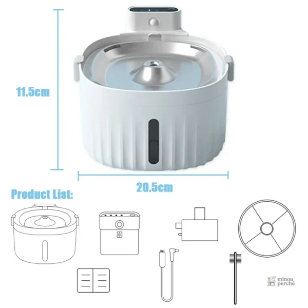 Distributeur d'eau en inox, capacité de 2L pour animaux