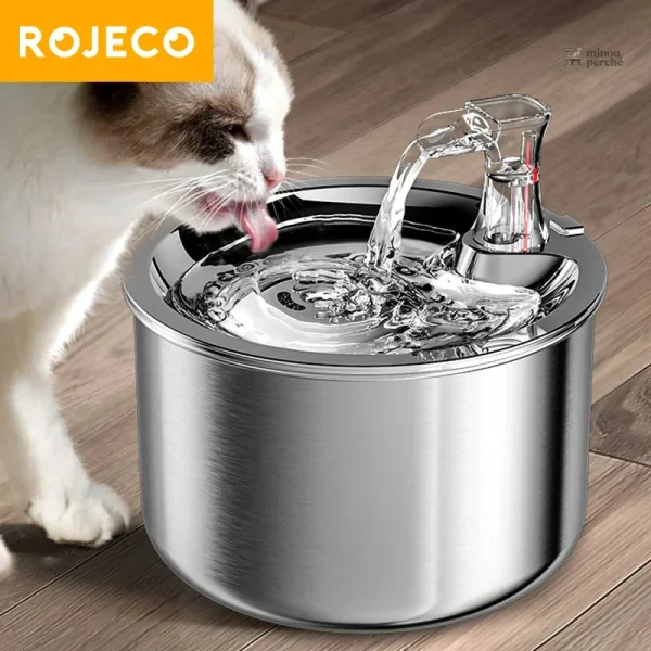 Fontaine à eau pour chat en acier inoxydable 2L