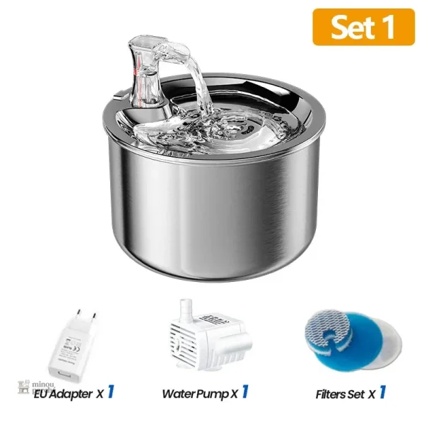 Fontaine à eau pour chat en acier inoxydable 2L - vue 3