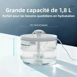Fontaine à eau design pour chats, capacité 1,8L