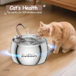 Fontaine à eau pour chat Perle d’Argent en acier inoxydable
