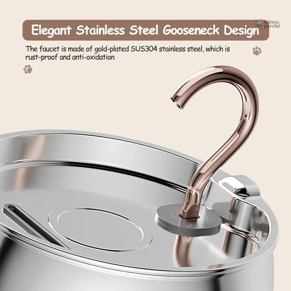 Fontaine automatique pour chat au design élégant en inox