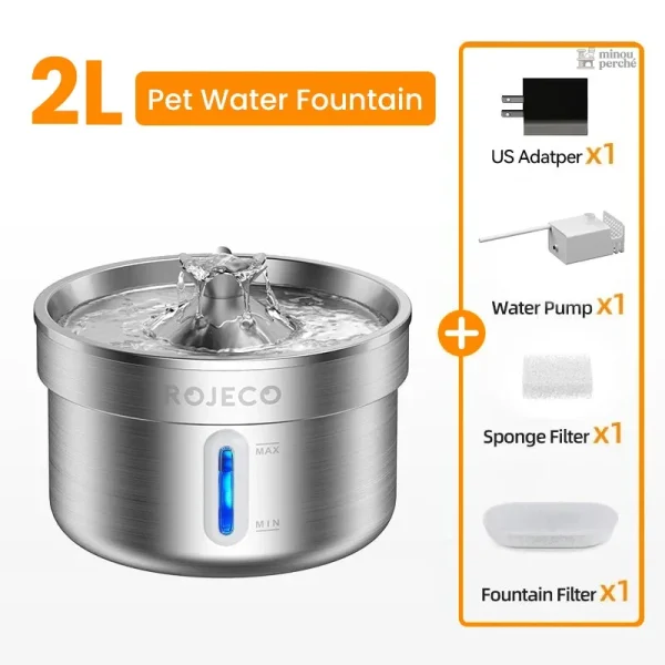Fontaine à eau pour chat en acier inoxydable - vue 6