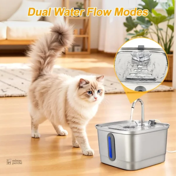 Distributeur d'eau pour félins en acier inoxydable