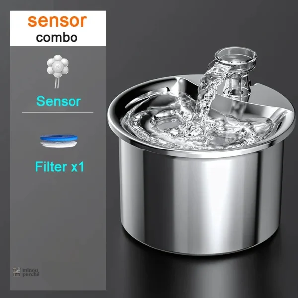 Distributeur d'eau pour chat en acier inoxydable, cascade pure