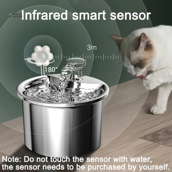Fontaine à eau inox avec capteur intelligent pour félins