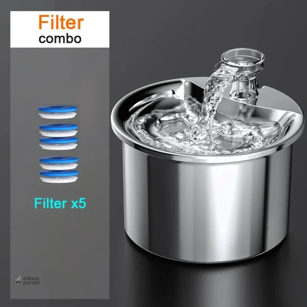 Fontaine à eau pour chat, inox, design moderne et pratique