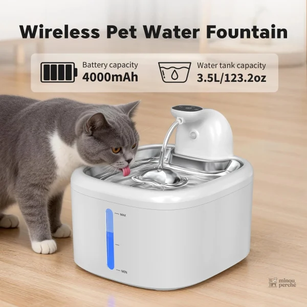 Fontaine à eau pour chat sans fil 3,5L "Cascade Libre