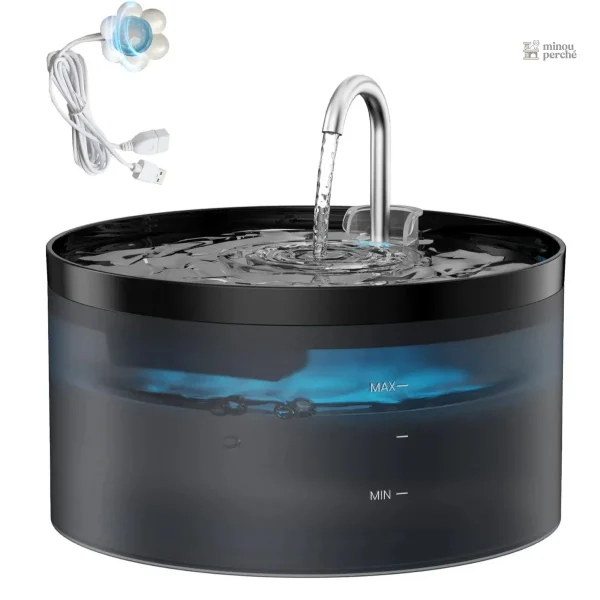 Fontaine à eau pour chat silencieuse 2,1L Nuit Bleue