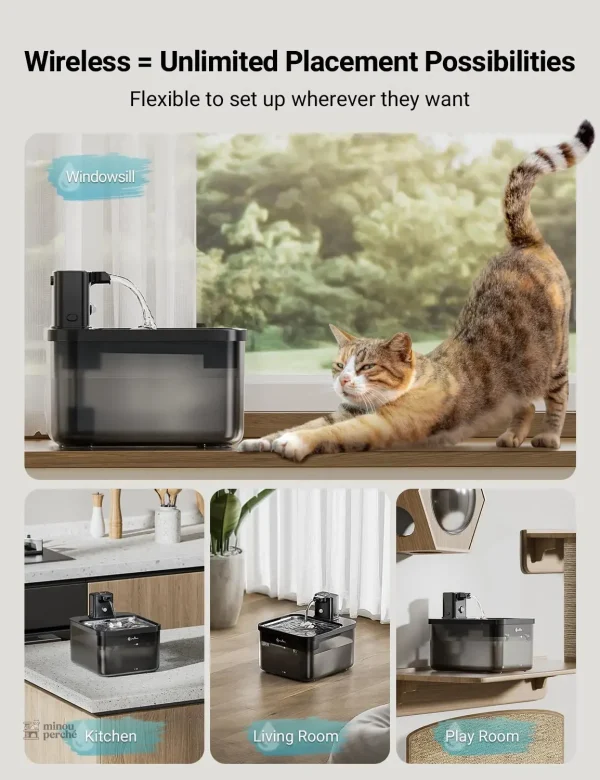 Fontaine à eau design pour chat - modèle sans fil