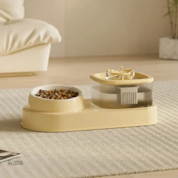 Gamelle 2-en-1 pour croquettes et eau filtrée