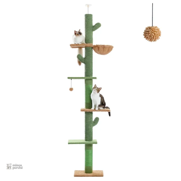 Arbre à chat en forme de cactus, design amusant
