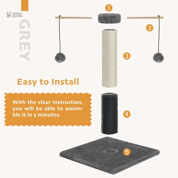 Arbre à chat compact avec griffoir pour chats actifs