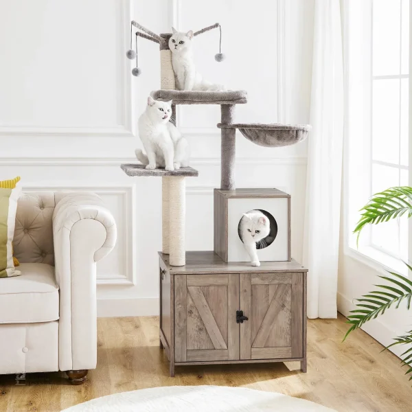 Meuble à litière design pour chat, pratique et esthétique