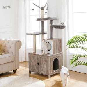 Arbre à chat moderne avec cachette pour litière