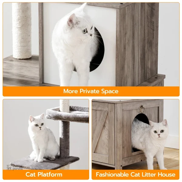 Mobilier pour chat, arbre à gratter et litière combinés