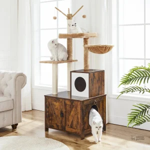 Arbre à chat HideawayPaws Pro en bois naturel
