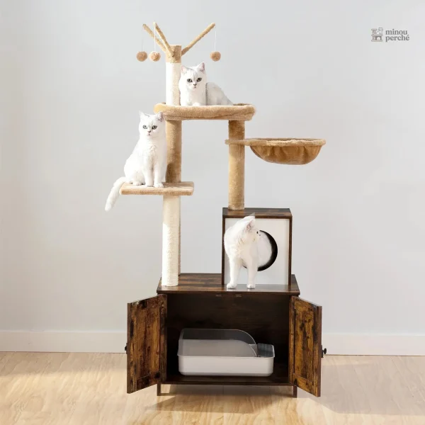 Meuble à litière intégré pour chats