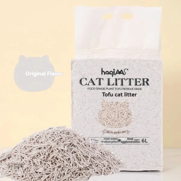 Litière Tofu 6L, odeur de pêche agréable