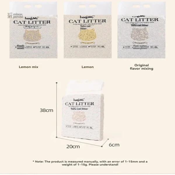 Tofu litière douce pour chats, parfum pêche