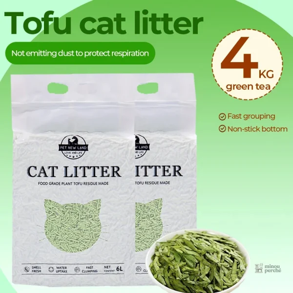 Litière absorbante en tofu, respectueuse de l'environnement