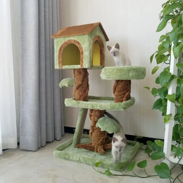 Arbre à chat TreeTopDream multi-niveaux avec maison de luxe