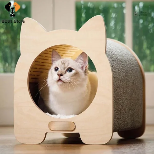 Maison en bois pour chat 3 en 1 avec griffoir