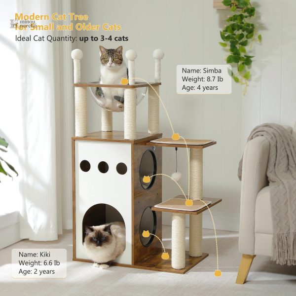 Arbre à chat en bois, style contemporain