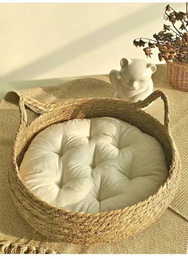 Panier douillet en osier pour animaux de compagnie