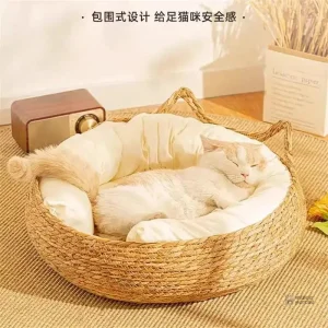 Panier en osier confortable pour félin