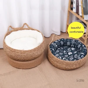 Panier élégant pour chat en osier