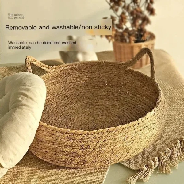 Panier pour chat en osier naturel