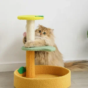 Arbre à chat compact pour petits chats jaunes