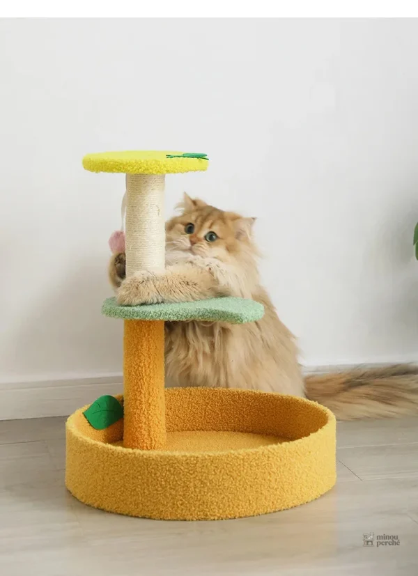Arbre à chat compact pour petits chats jaunes