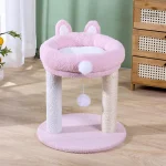 Arbre à chat design BunnyNest en peluche rose pour félins