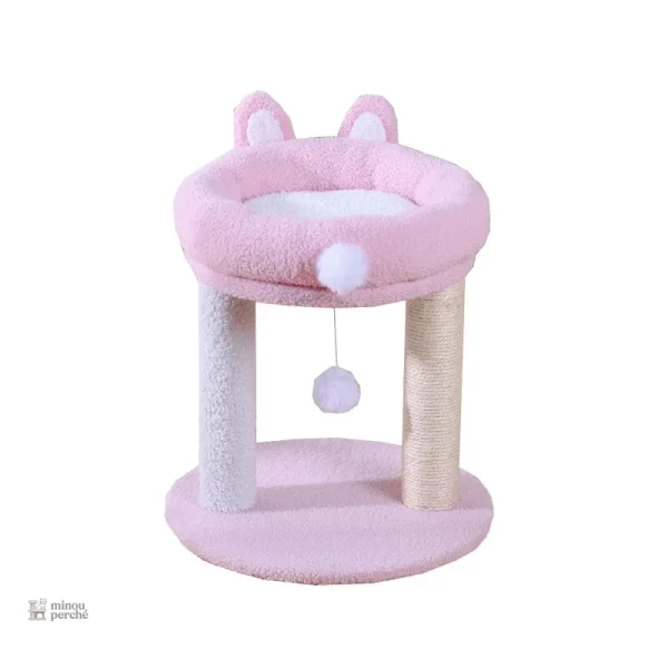 Arbre à chat en forme de lapin rose, confortable et stylé